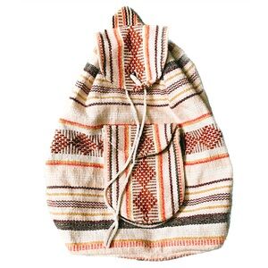 Pinzon Baja Backpack Ethnic Woven Mexican Blanket Mochila Peachy Cream